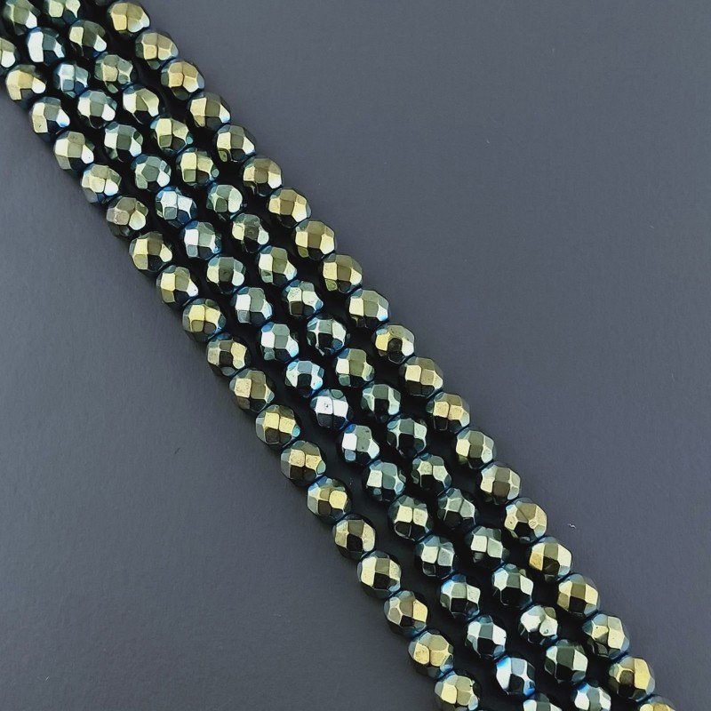 Ematite Verde Metallizato Perline Forma Tondo Sfaccettato 04mm