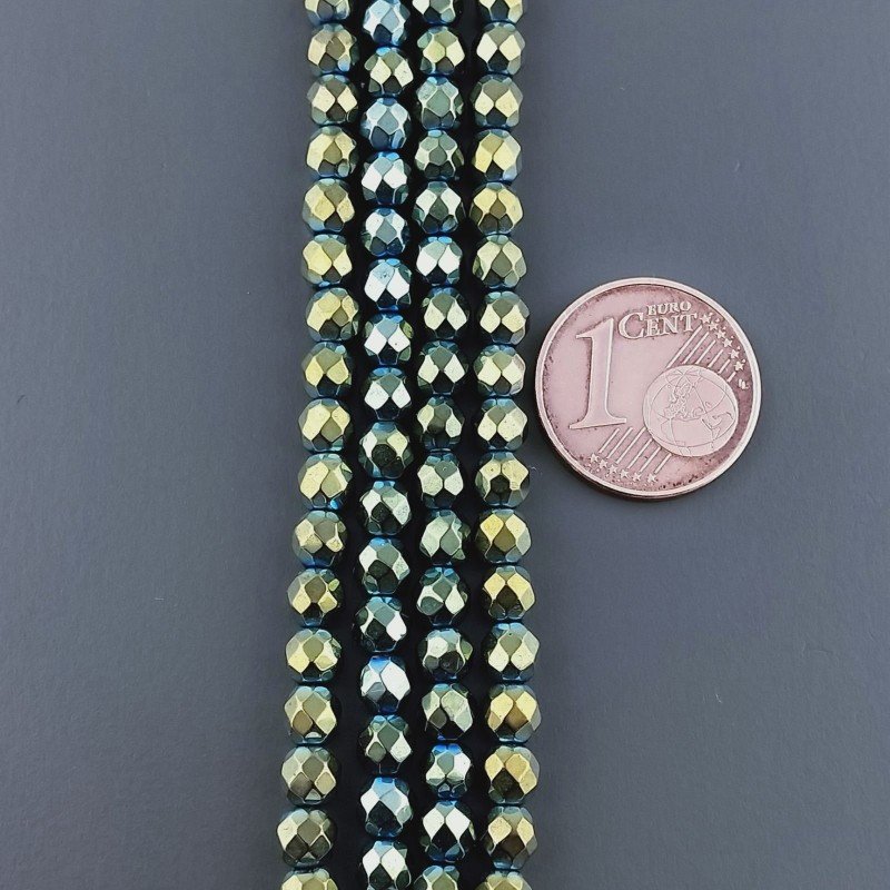 Ematite Verde Metallizato Perline Forma Tondo Sfaccettato 04mm
