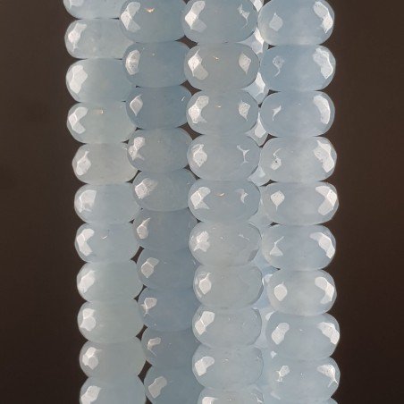 Giada Acquamarina in Perline Forma Rondelle Sfaccettato Foro Passante 10x06mm