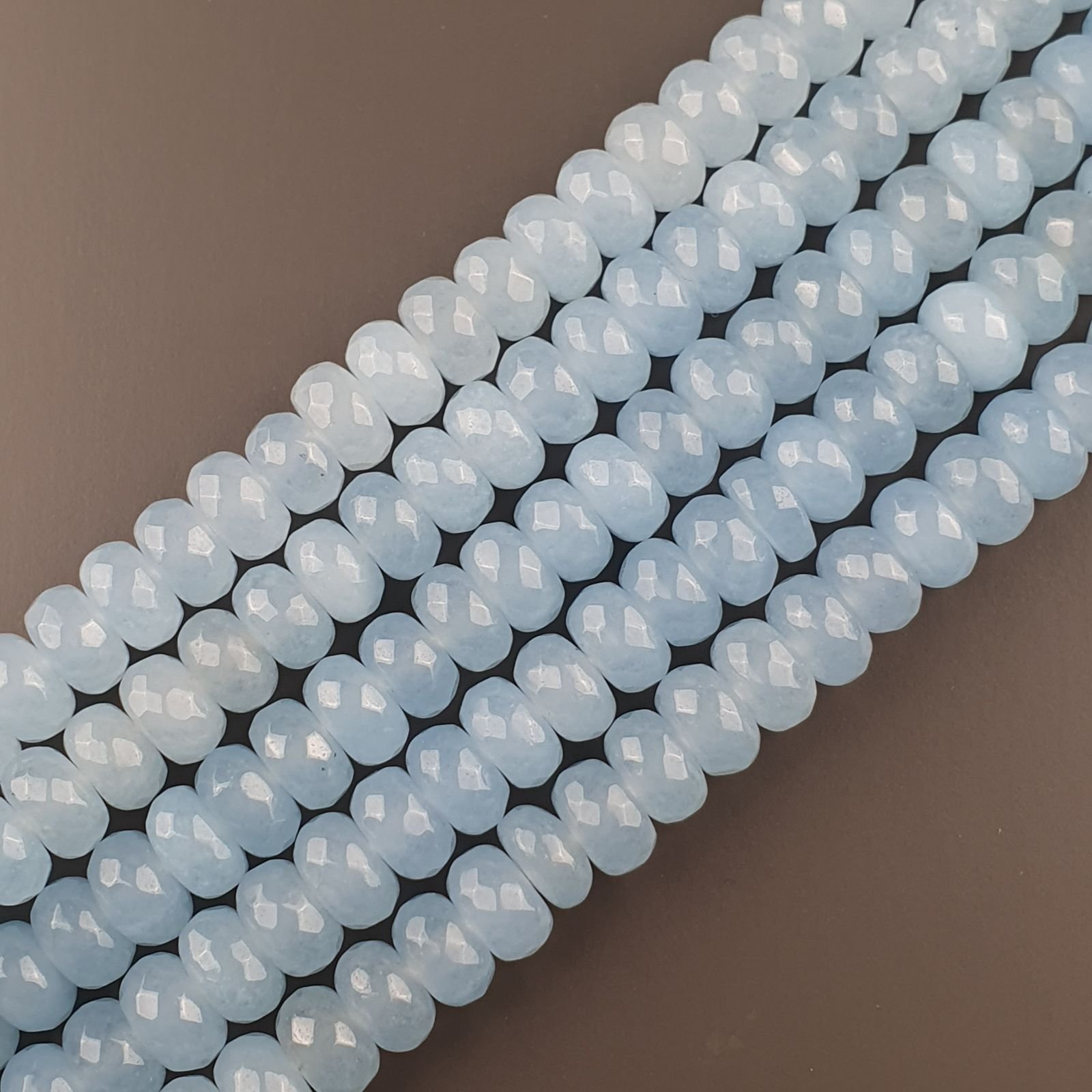 Giada Acquamarina in Perline Forma Rondelle Sfaccettato Foro Passante 10x06mm