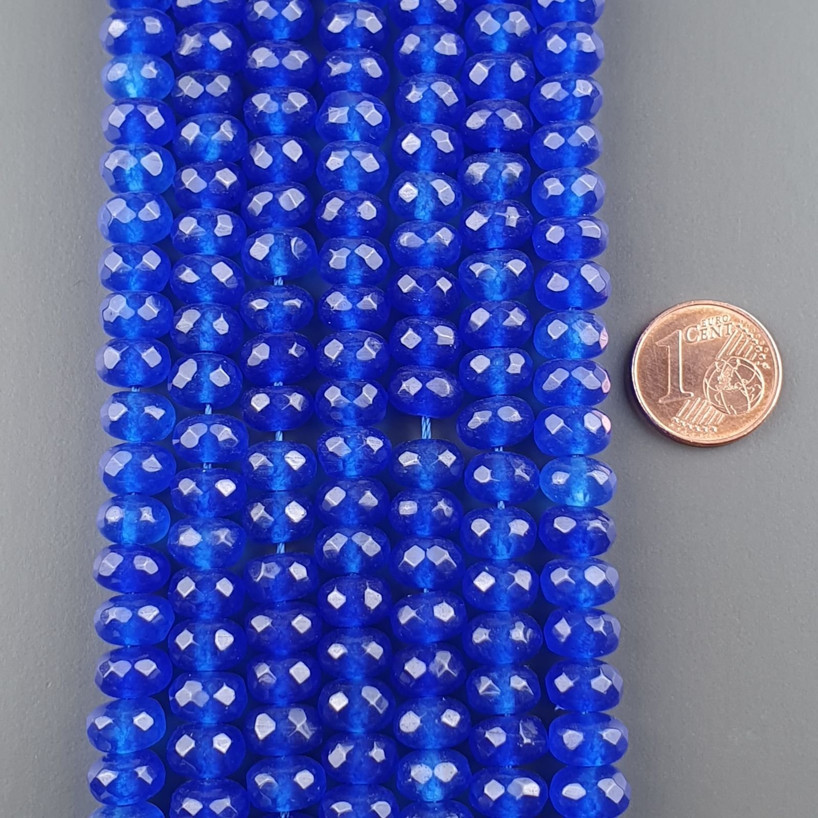 Giada Blu in Perline Forma Rondelle Sfaccettato Foro Passante 08X05mm