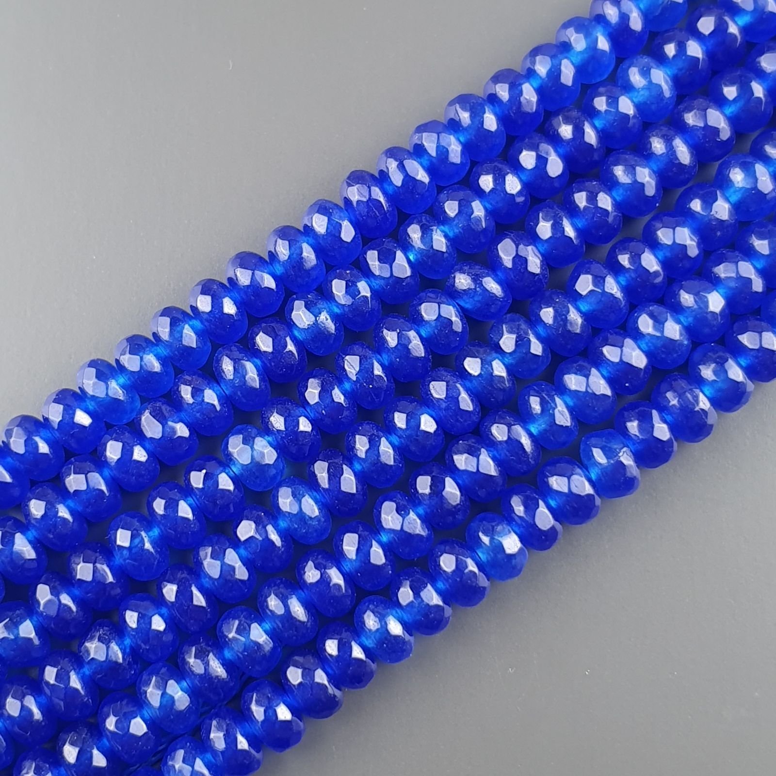 Giada Blu in Perline Forma Rondelle Sfaccettato Foro Passante 08X05mm