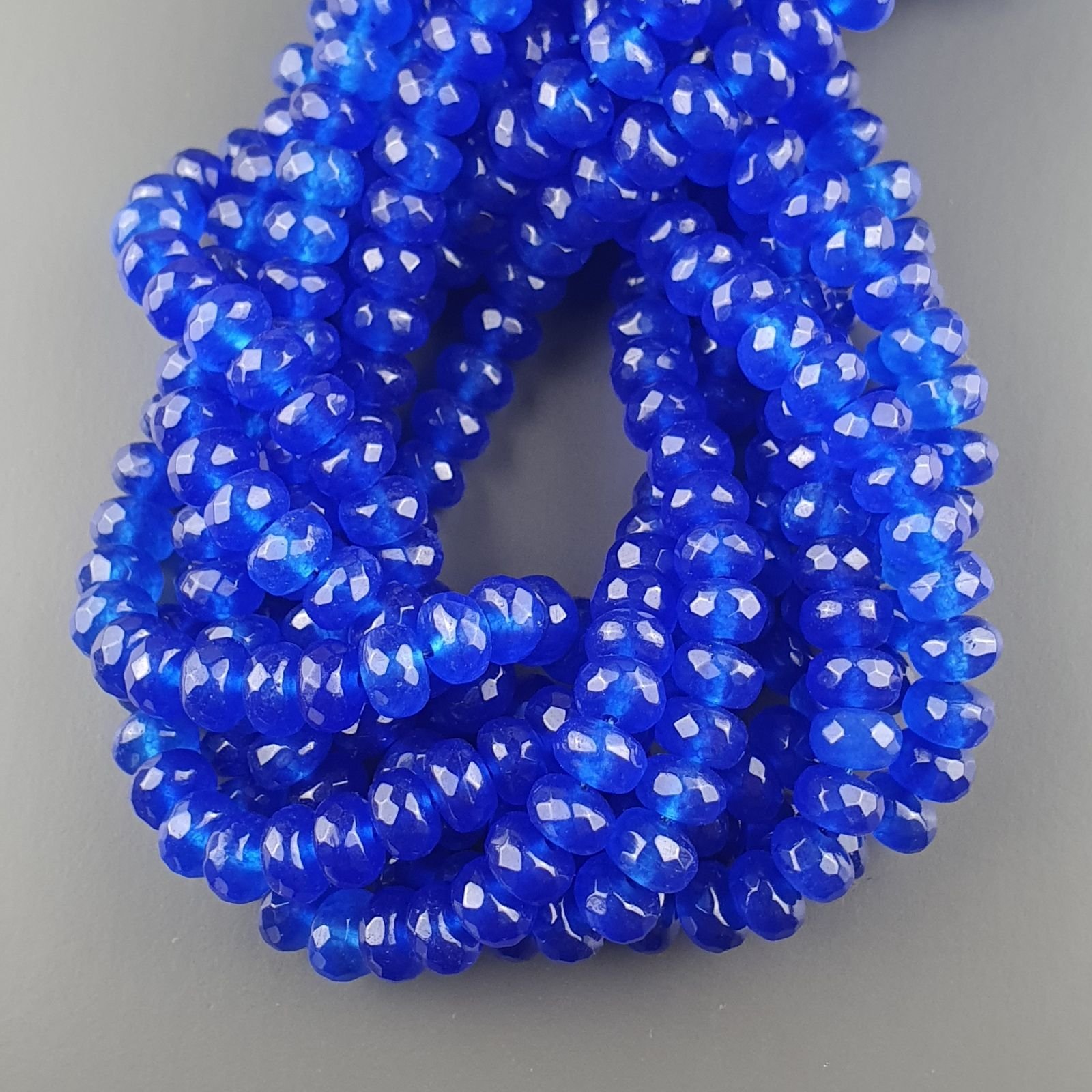 Giada Blu in Perline Forma Rondelle Sfaccettato Foro Passante 08X05mm