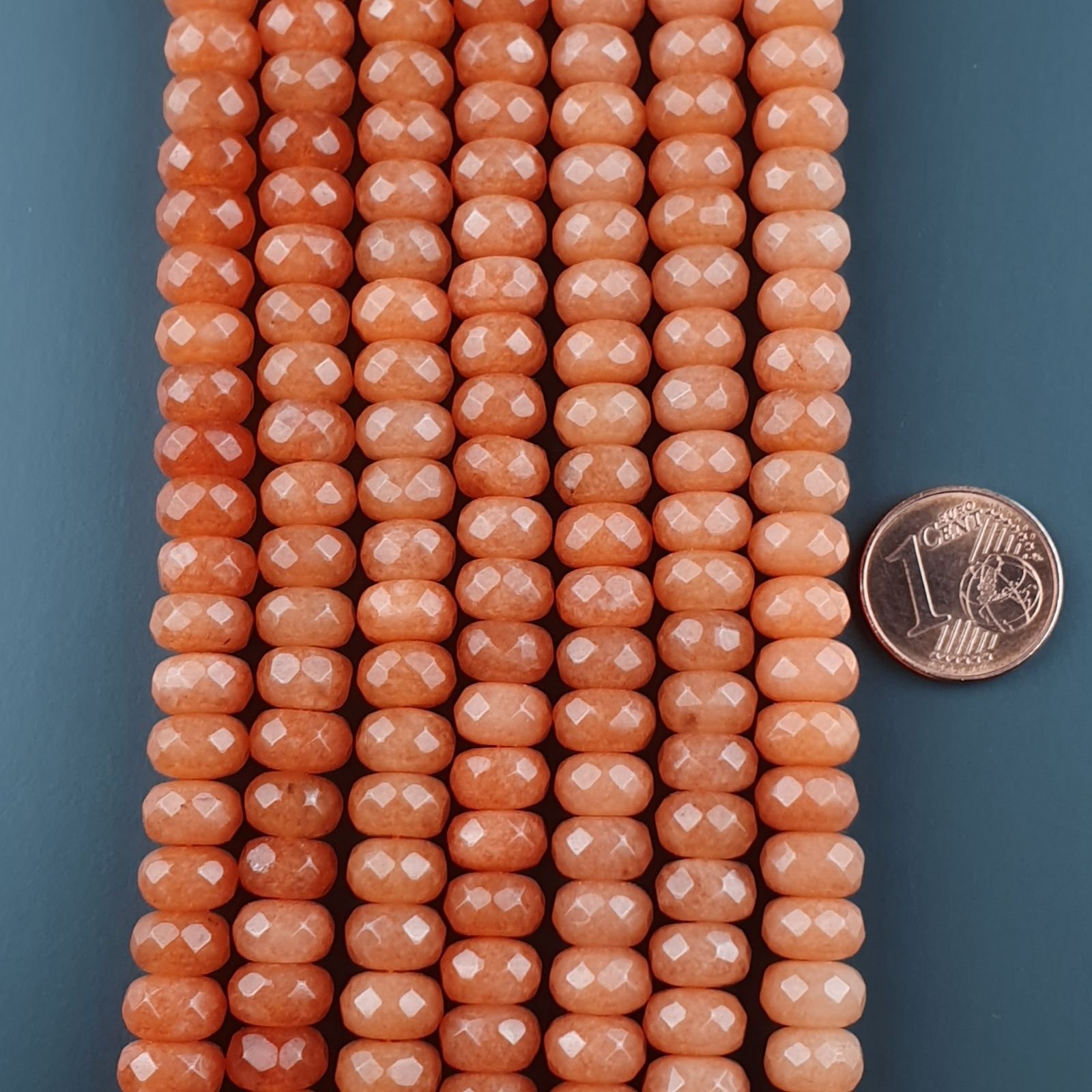 Giada Arancione in Perline Forma Rondelle Sfaccettato Foro Passante 08X05mm