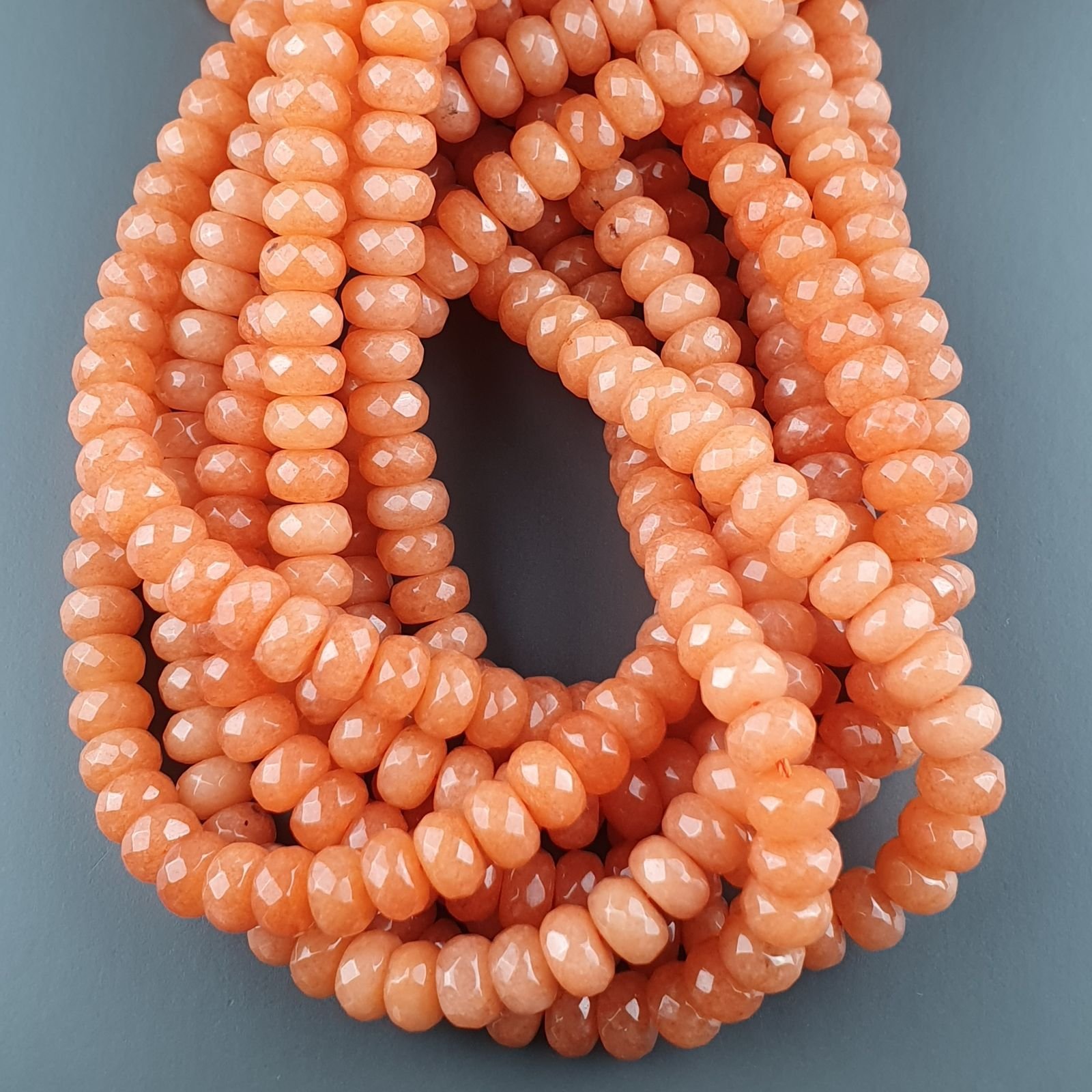 Giada Arancione in Perline Forma Rondelle Sfaccettato Foro Passante 08X05mm