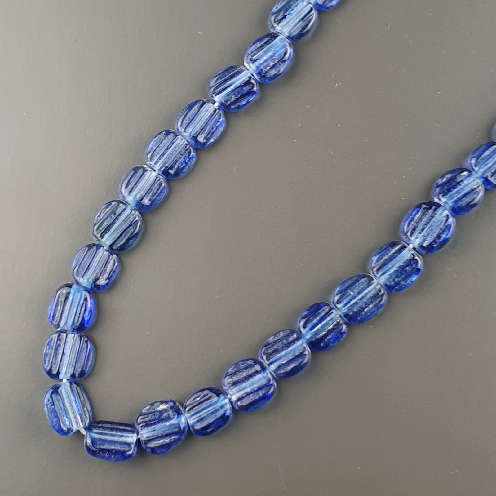 Perline in Vetro Stile Murano Blu Perline Forma Quadrato Piatto Inciso Liscio Foro Passante