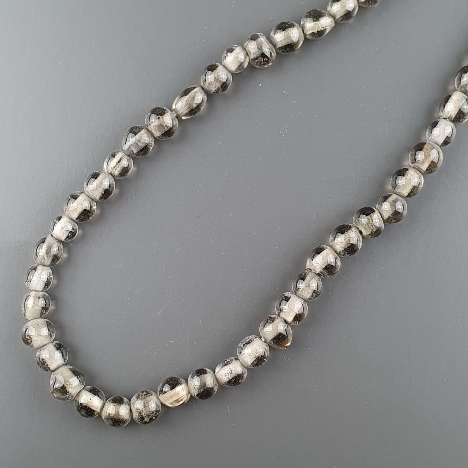 Perline in Vetro Stile Murano Grigio Liscio Foro Passante