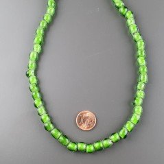 Perline in Vetro Stile Murano Verde Liscio Foro Passante