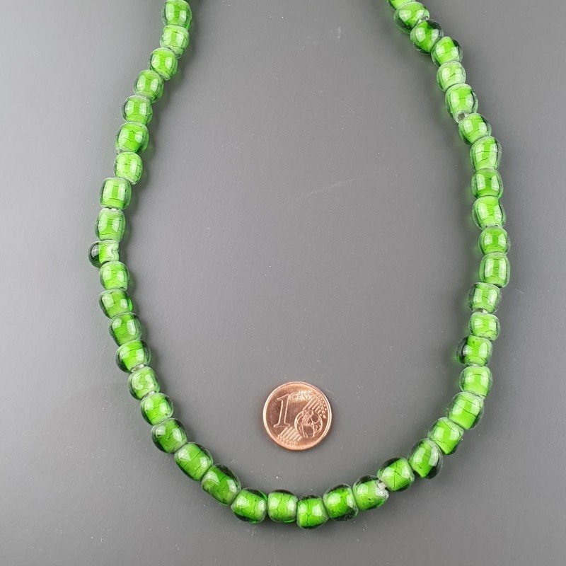 Perline in Vetro Stile Murano Verde Liscio Foro Passante