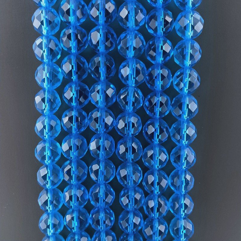 Cristallo Topazio Azzurro Perline Forma Tondo Sfaccettato 11mm