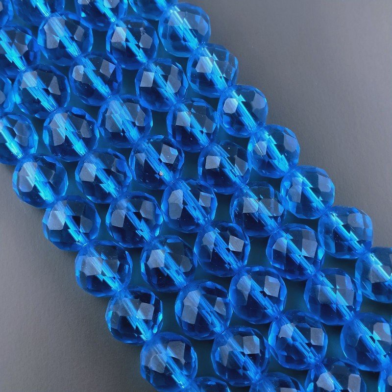 Cristallo Topazio Azzurro Perline Forma Tondo Sfaccettato 11mm