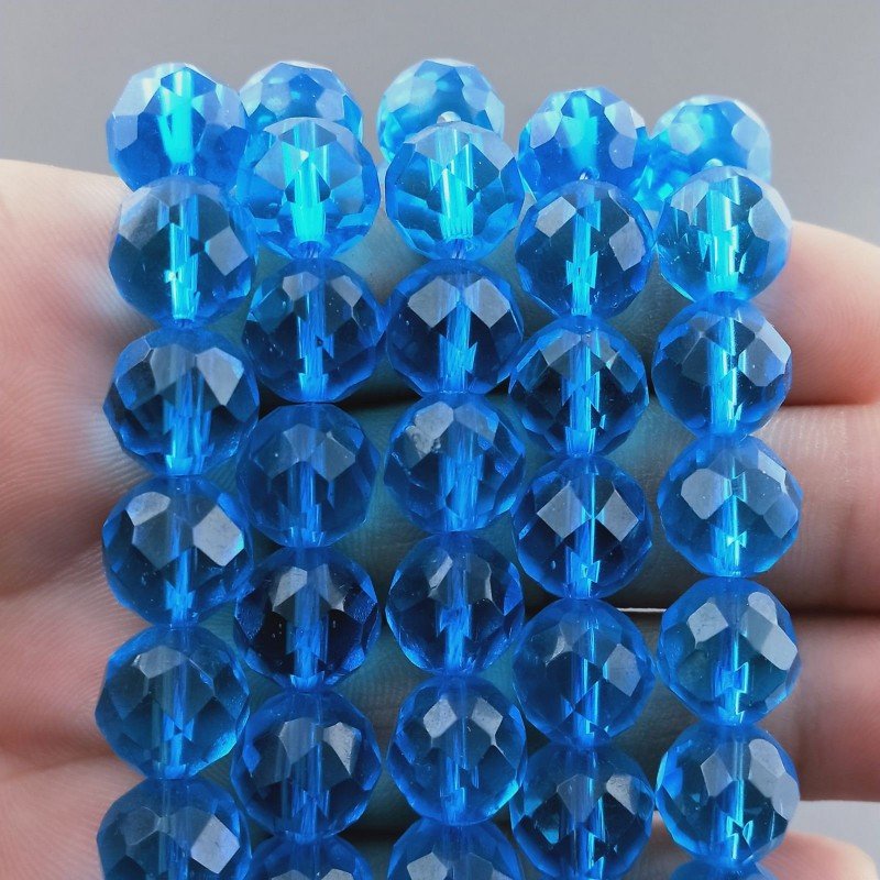 Cristallo Topazio Azzurro Perline Forma Tondo Sfaccettato 11mm