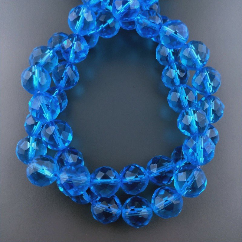 Cristallo Topazio Azzurro Perline Forma Tondo Sfaccettato 11mm