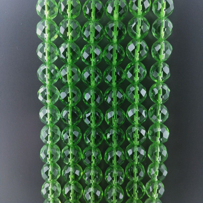 Cristallo Verde Chiaro Perline Forma Tondo Sfaccettato 11mm