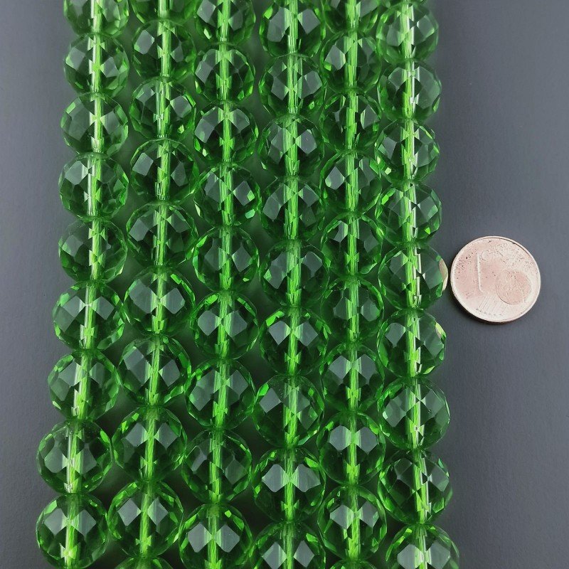 Cristallo Verde Chiaro Perline Forma Tondo Sfaccettato 11mm