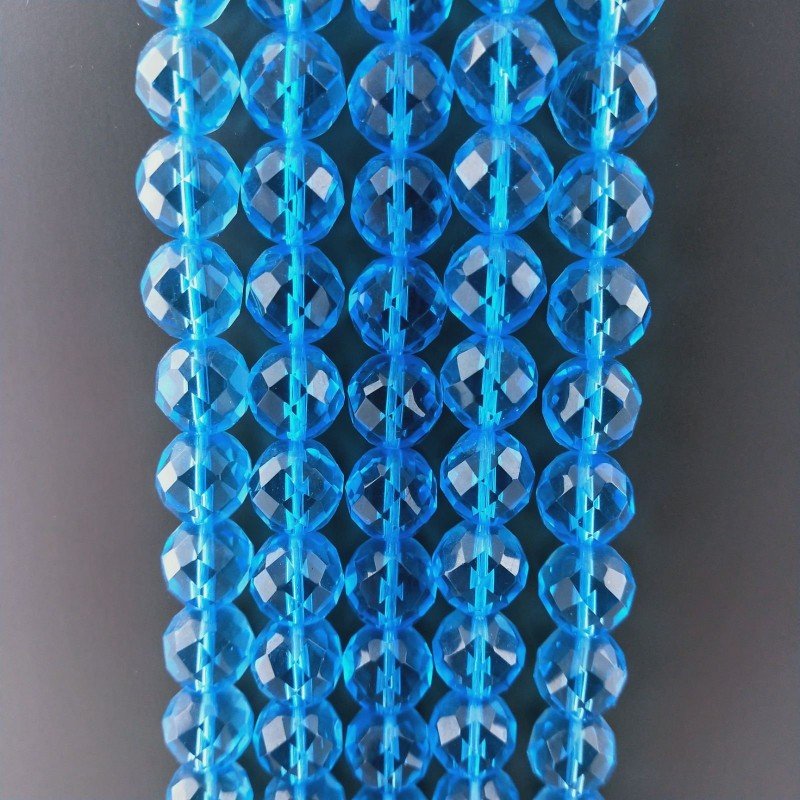 Cristallo Topazio Azzurro Perline Forma Tondo Sfaccettato 11mm