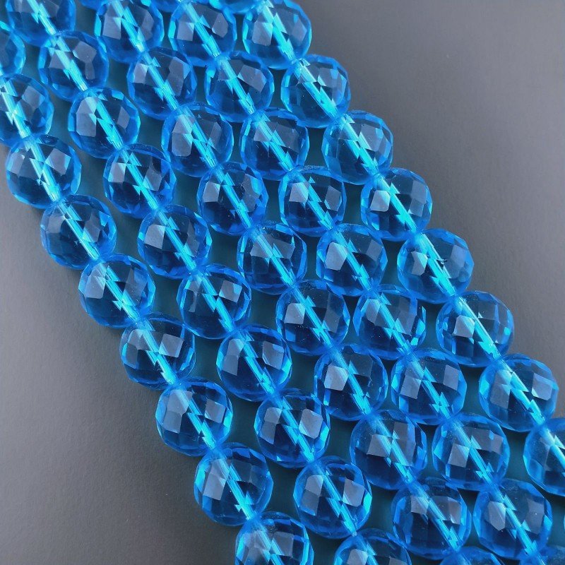 Cristallo Topazio Azzurro Perline Forma Tondo Sfaccettato 11mm