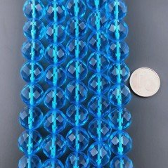Cristallo Topazio Azzurro Perline Forma Tondo Sfaccettato 11mm