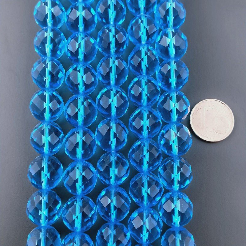 Cristallo Topazio Azzurro Perline Forma Tondo Sfaccettato 11mm