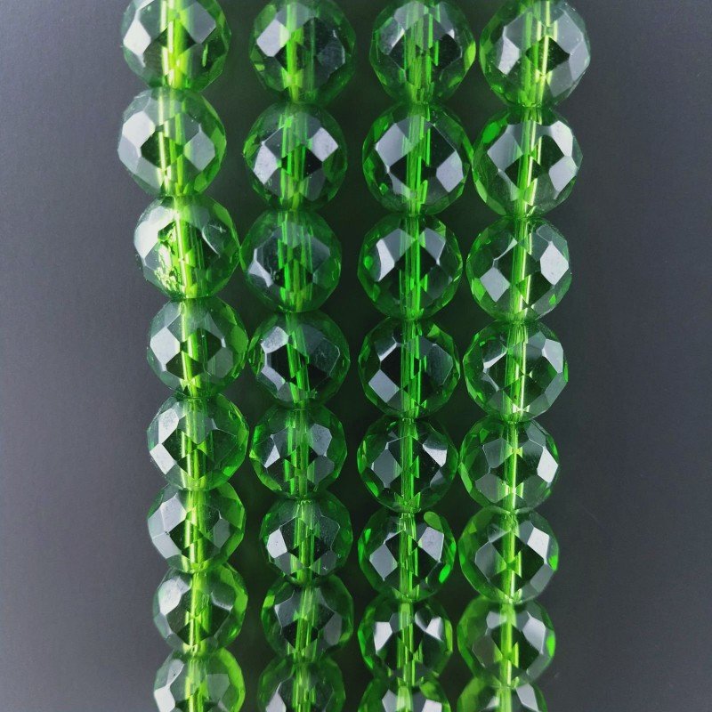 Cristallo Verde Scuro Perline Forma Tondo Sfaccettato 10mm