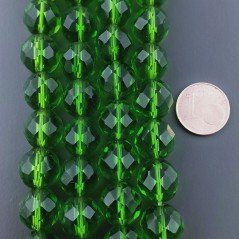 Cristallo Verde Scuro Perline Forma Tondo Sfaccettato 10mm
