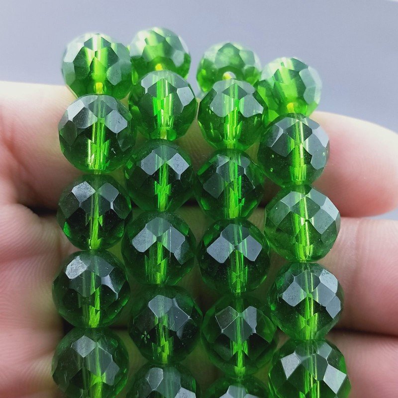 Cristallo Verde Scuro Perline Forma Tondo Sfaccettato 10mm