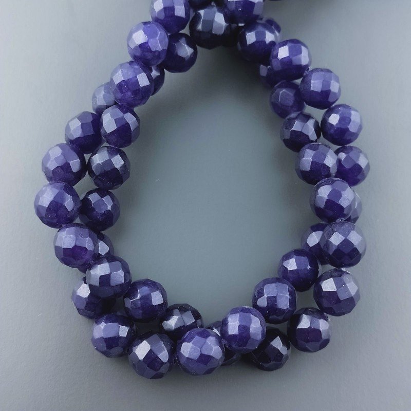 Agata Viola Perline Forma Tondo Sfaccettato 10mm