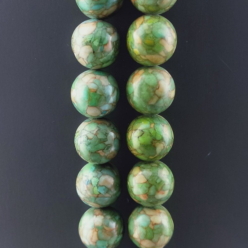 Aulite Verde Macchiato Perline Forma Tondo Liscio 12mm