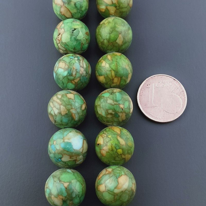 Aulite Verde Macchiato Perline Forma Tondo Liscio 12mm