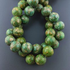 Aulite Verde Macchiato Perline Forma Tondo Liscio 12mm
