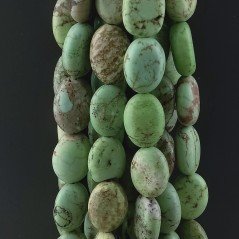 Aulite Verde in Perline Forma Ovale Piatto Liscio Foro Passante 12X16mm