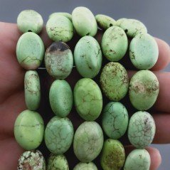 Aulite Verde in Perline Forma Ovale Piatto Liscio Foro Passante 12X16mm