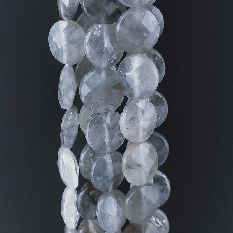 Quarzo grigio tondo piatto sfaccettato 12mm