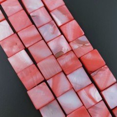 Madreperla Tonalità Corallo Perline Forma Quadrato Piatto Liscio Foro Passante 15mm