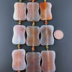 Agata Fuoco Perline Forma Fantasia Clessidra Liscio Piatto 20X32mm