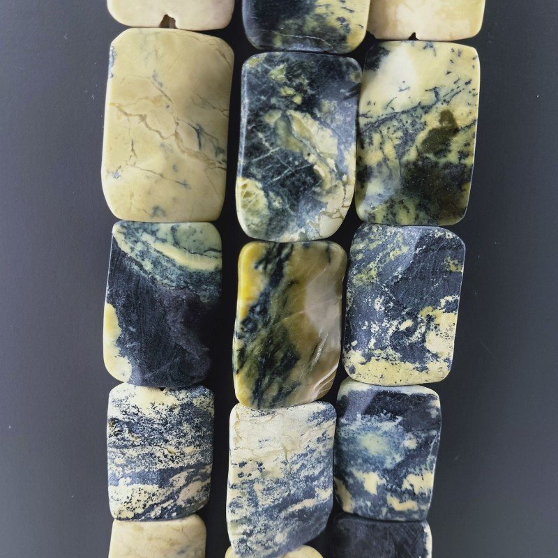 Turchese Giallo Naturale in Perline Forma Rettangolare Piatto Liscio Foro Passante 20x3mm