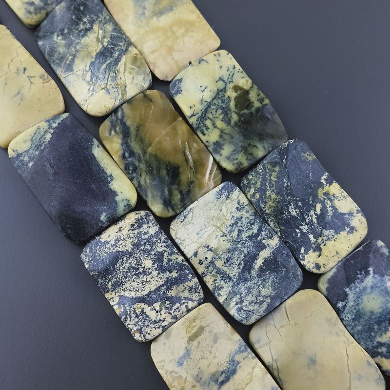 Turchese Giallo Naturale in Perline Forma Rettangolare Piatto Liscio Foro Passante 20x3mm