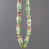 Perline in Vetro Stile Murano Verde Lavorato Fiori Bianco Rosso Liscio Foro Passante