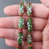 Perline in Vetro Stile Murano Verde Lavorato Fiori Bianco Rosso Liscio Foro Passante