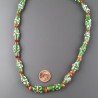 Perline in Vetro Stile Murano Verde Lavorato Fiori Bianco Rosso Liscio Foro Passante