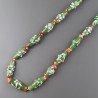 Perline in Vetro Stile Murano Verde Lavorato Fiori Bianco Rosso Liscio Foro Passante
