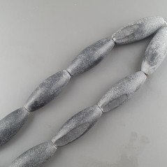 Pietra Lavica Nera Perline Forma Bariloto Liscio Satinato Etnico 10X40mm