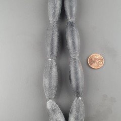 Pietra Lavica Nera Perline Forma Bariloto Liscio Satinato Etnico 10X40mm