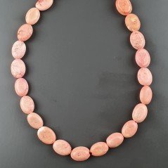Aulite Rosa in Perline Forma Ovale Piatto Liscio Foro Passante 09X13mm
