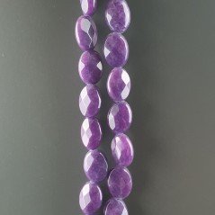 Giada Viola in Perline Forma Ovale Piatto Sfaccettato Foro Passante 10x14mm
