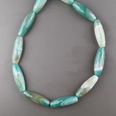 Agata Verde Striata Perline Forma Barilotto Sfaccettato 30x10mm Agata Verde Striata Perline Forma Barilotto Sfaccettato 30x10mm