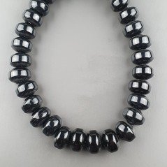 Onice Nera Naturale in Perline Forma Rondelle Liscio Foro Passante 14mm