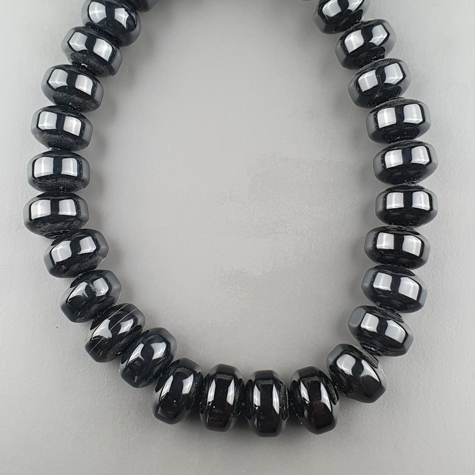 Onice Nera Naturale in Perline Forma Rondelle Liscio Foro Passante 14mm