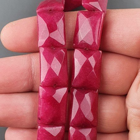 Giada Rubino in Perline Forma Rettangolare Piatto Sfaccettato Foro Passante 13x18mm