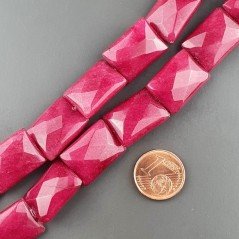 Giada Rubino in Perline Forma Rettangolare Piatto Sfaccettato Foro Passante 13x18mm